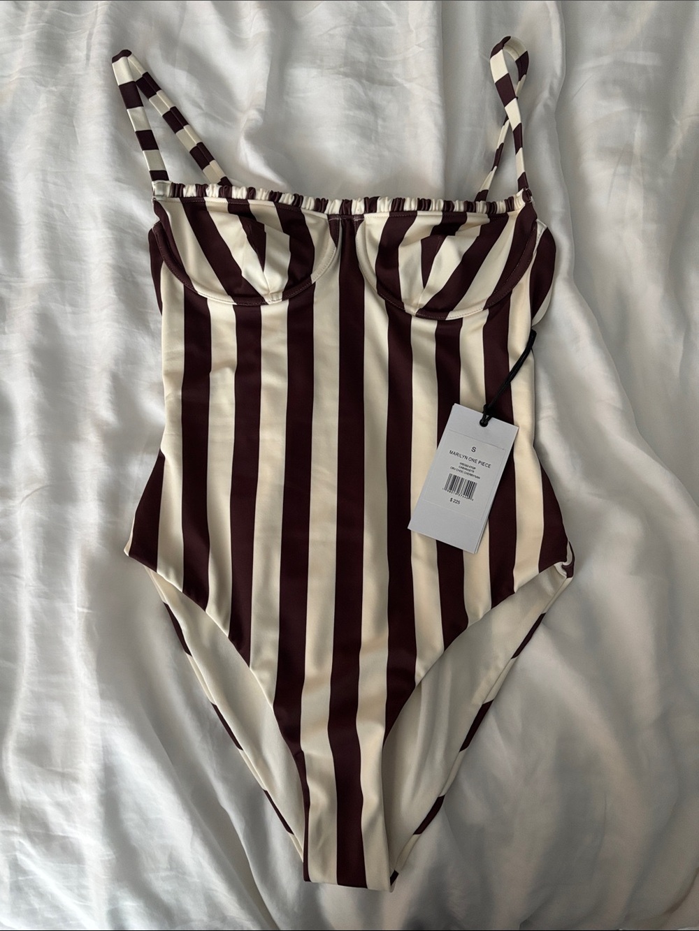 Onia Marilyn Striped One-Piece Swimsuit Size Small